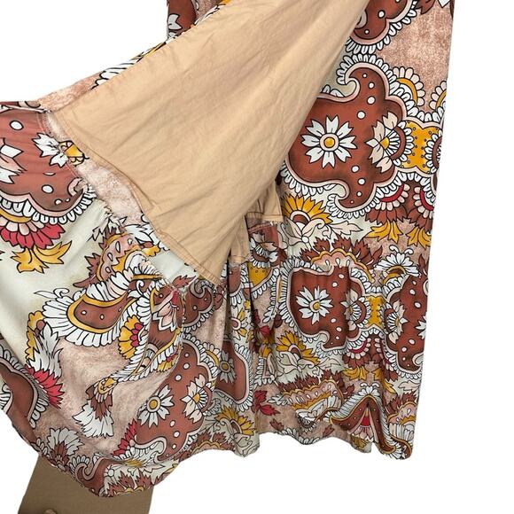 BCBG MaxAzria Wrap Midi Skirt Dusty Rio Red Paisley Size Medium - Picture 5 of 10